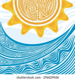 Sea and sun vector illustration