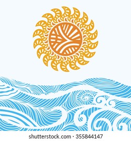Sea and sun vector illustration