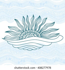 Sea and sun vector illustration