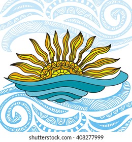 Sea and sun vector illustration