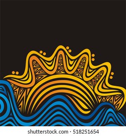 Sea and sun. Vector illustration.