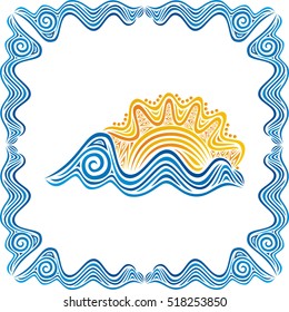 Sea and sun. Vector illustration.