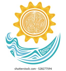Sea and sun. Vector illustration.