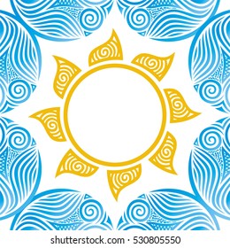 Sea and sun. Vector illustration.