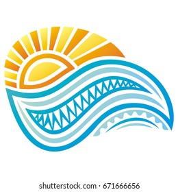 Sea and sun. Vector illustration.