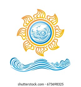 Sea and sun. Vector illustration.