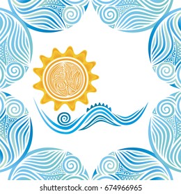 Sea and sun. Vector illustration.