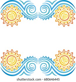 Sea and sun. Vector illustration.