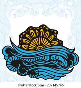 Sea and sun. Vector illustration.