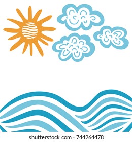 Sea and sun. Vector illustration.
