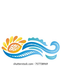 Sea an sun. Vector illustration.