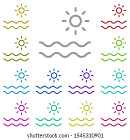 Sea, sun, water multi color icon. Simple thin line, outline vector of water icons for ui and ux, website or mobile application