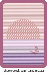 sea ​​view with sunrise decoration designed using lines, great for use as wall hangings and wall stickers, with an aesthetic taste.