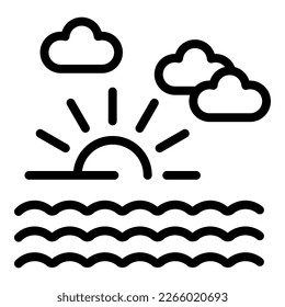Sea sunrise icon outline vector. Water camp. Child pool