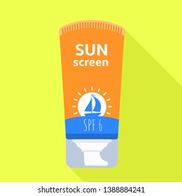 Sea sunscreen tube icon. Flat illustration of sea sunscreen tube vector icon for web design