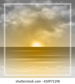 Sea sunset background with sky and clouds