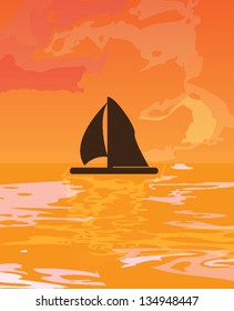 sea sunset with boat