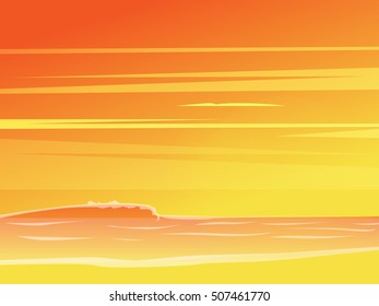 sea sunset cartoon style background. vector illustration for poster, banner or web design