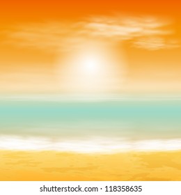 Sea sunset. EPS10 vector.