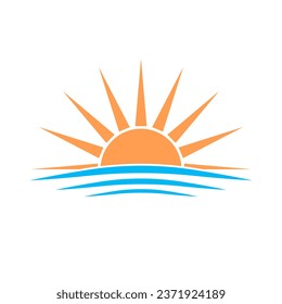 Sea and sunset icon. Vector.