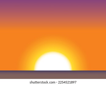 sea and sunset landscape illustration