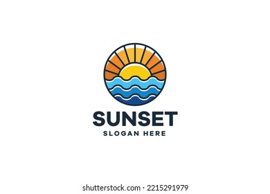 Ilustración de vectores con el logotipo moderno Sea Sunset