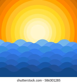 Sea sunset  - simple vector graphic