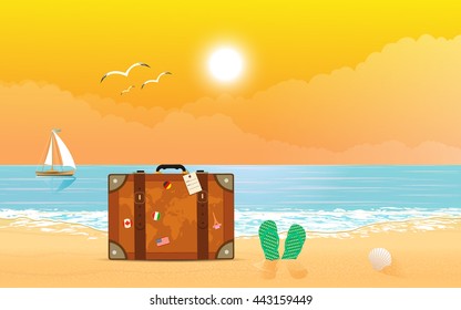 Sea sunset. Summer theme. Vector eps10.