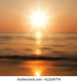 Sea sunset with the sun. EPS10 vector.