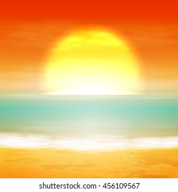 Sea sunset with the sun. EPS10 vector.