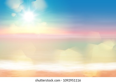Sea sunset with the sun and light on lens