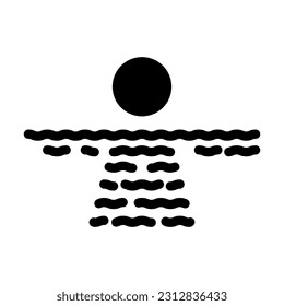 sea sunset sun summer sunlight glyph icon vector. sea sunset sun summer sunlight sign. isolated symbol illustration