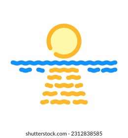 sea sunset sun summer sunlight color icon vector. sea sunset sun summer sunlight sign. isolated symbol illustration