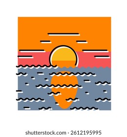 sea sunset sun summer sunlight color icon vector. sea sunset sun summer sunlight sign. isolated symbol illustration
