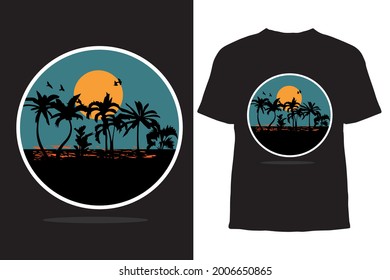 sea sunset t shirt design 
