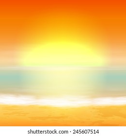 Sea sunset. Tropical background. EPS10 vector.