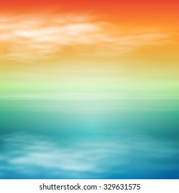 Sea sunset. Tropical background. EPS10 vector.