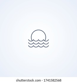 Sea sunset, vector best gray line icon on white background, EPS 10