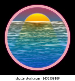 The sea and the sunset. Vector illustration