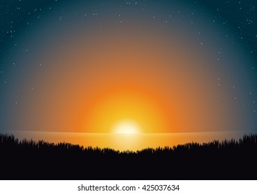 Sea at sunset(illustration)