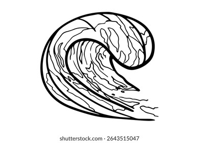 Sea surf ocean waves sketch summer style in vector