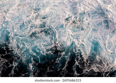 Fundo da superfície do mar Vista aérea de água espumosa vibrante. Pode ser usado em capas, embalagens, cartazes, texturas, papéis de parede, arte e projetos de design. Ilustração de vetor cativante.