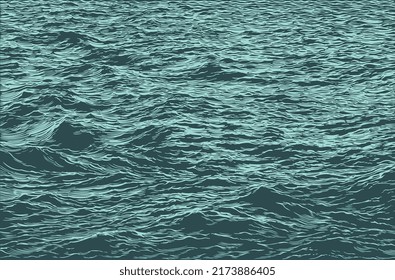 Sea surface. Editable hand drawn illustration. Vector vintage engraving. 8 EPS