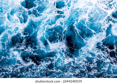 Textura de la superficie del mar. Vista superior de agua elegante con espuma. Puede ser utilizado en cubiertas, embalajes, carteles, texturas, folletos, proyectos de arte y diseño. Ilustración vectorial con clase.