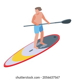 Sea surfing icon. Isometric of sea surfing vector icon for web design isolated on white background