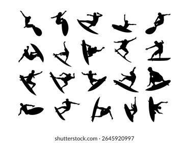 Sea Surfing Sport Sillhouette Element