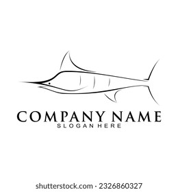 Sea sword fish simple illustration vector logo