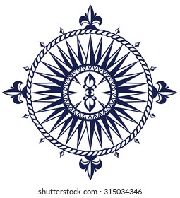 Sea symbol.Rose wind