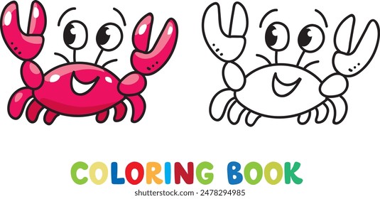 Sea theme. Crab coloring book vector illustration