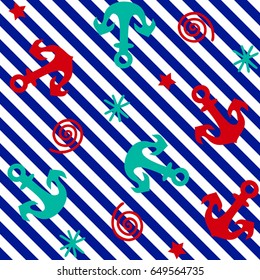 Sea theme. Cute seamless pattern.Vector illustration. marine and nautical background.